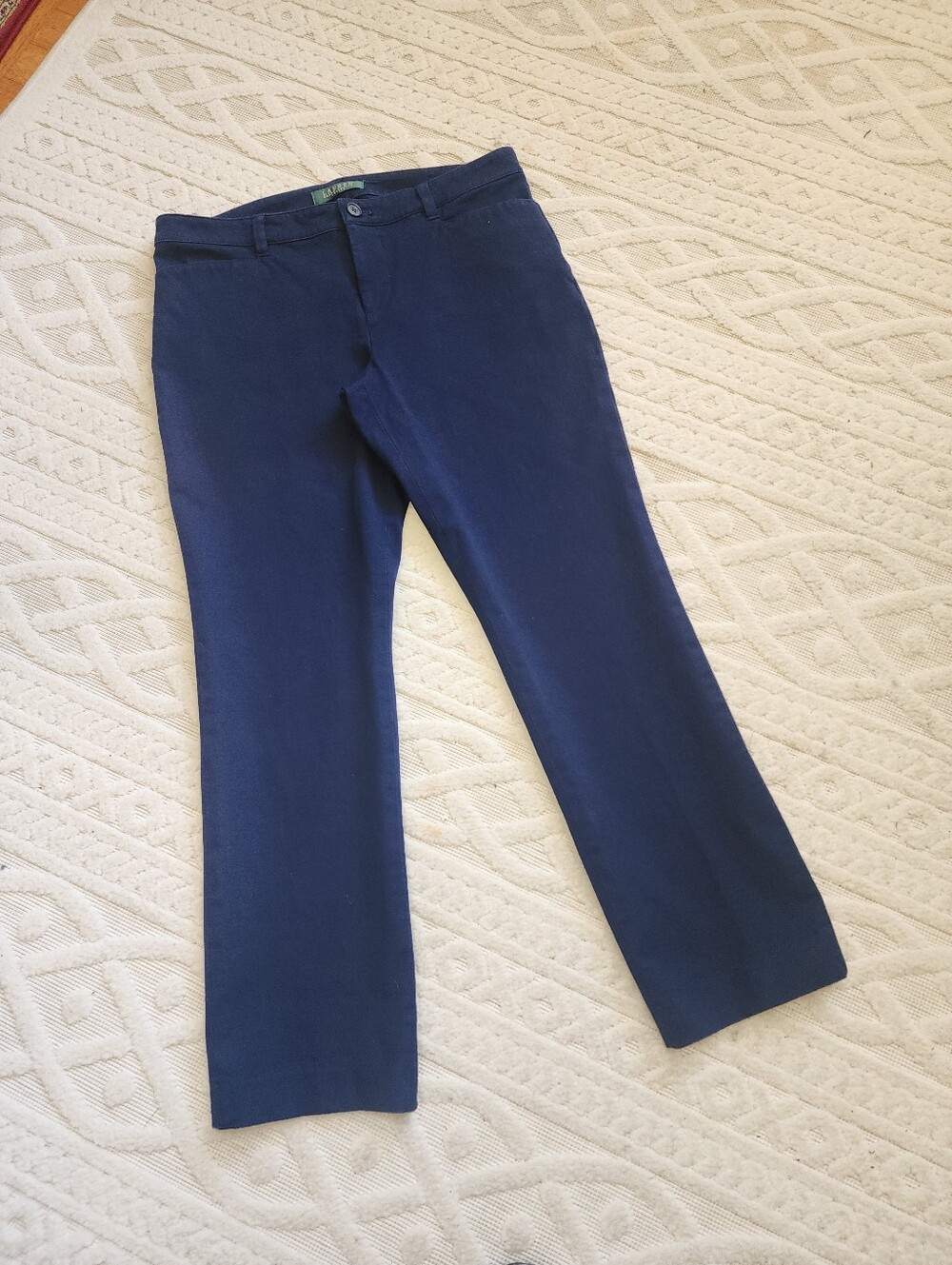 8P Ralph Lauren Classic Navy Straight Leg Pants